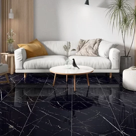 Marquina Black 1200 x 600mm Porcelain Wall & Floor Tile - 1.44m2