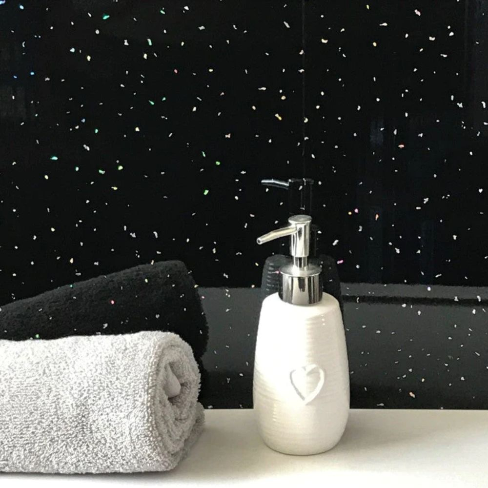 Black Sparkle MEGAboard 1m Wide PVC Bathroom Wall Panel