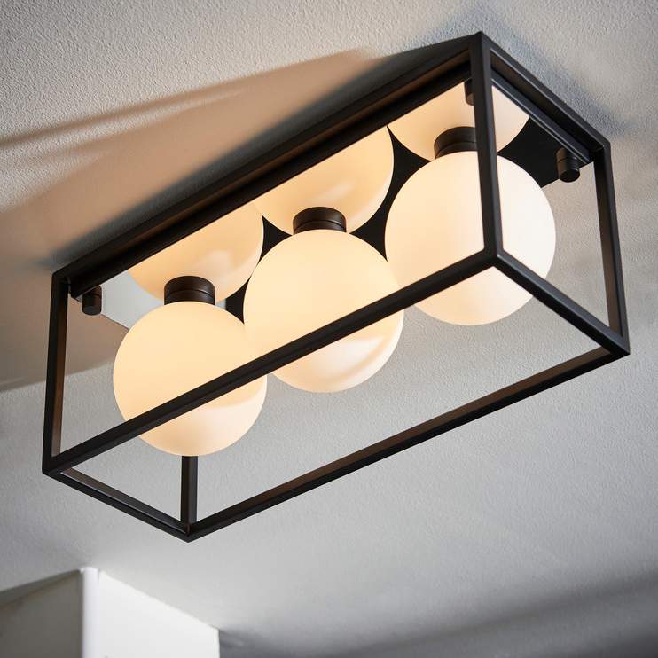 Buff Matt Black Ceiling Light