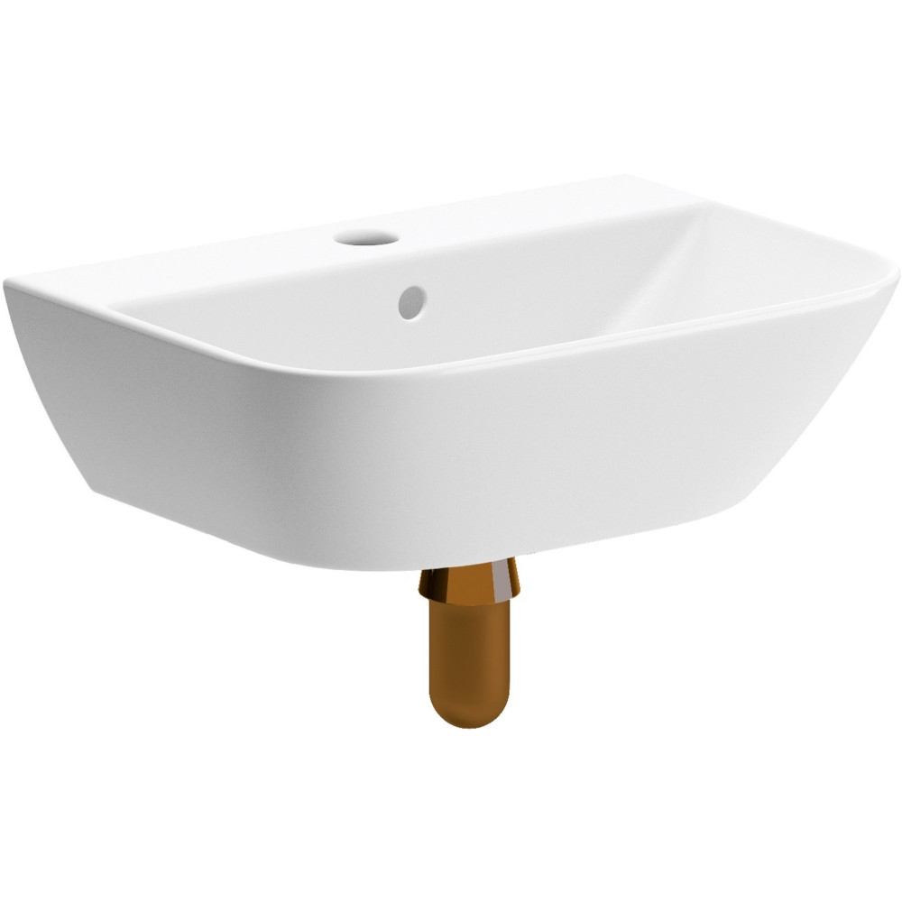 Crest 450 x 320mm Cloakroom Basin & Brushed Bronze Bottle Trap