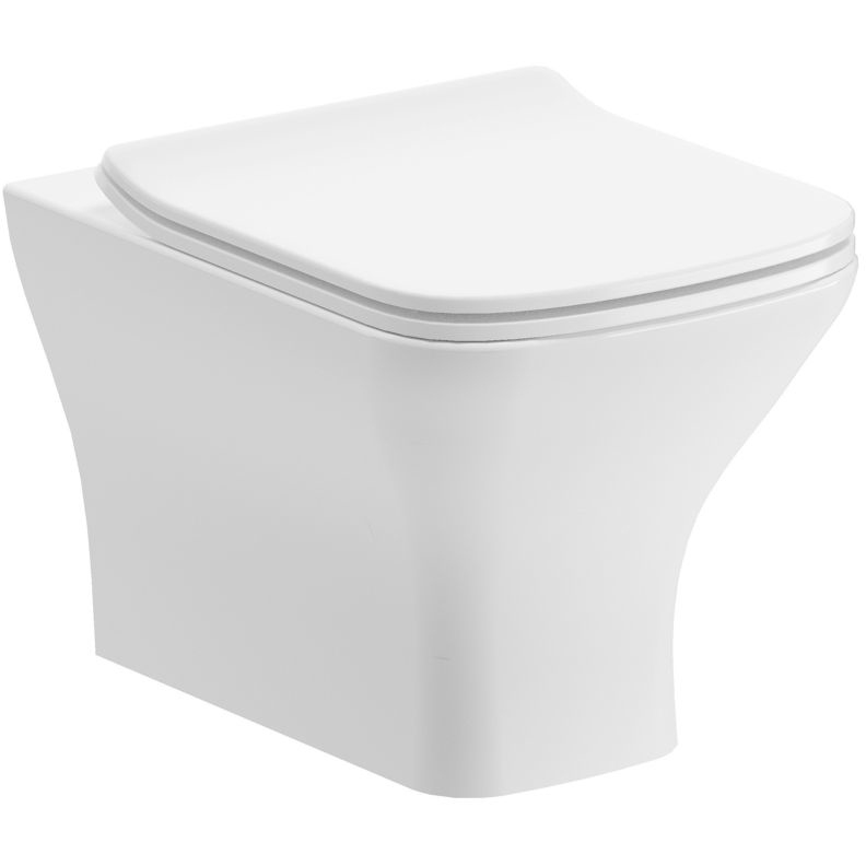 Crest Rimless Comfort Height Back To Wall Toilet and Slim Soft Close Seat
