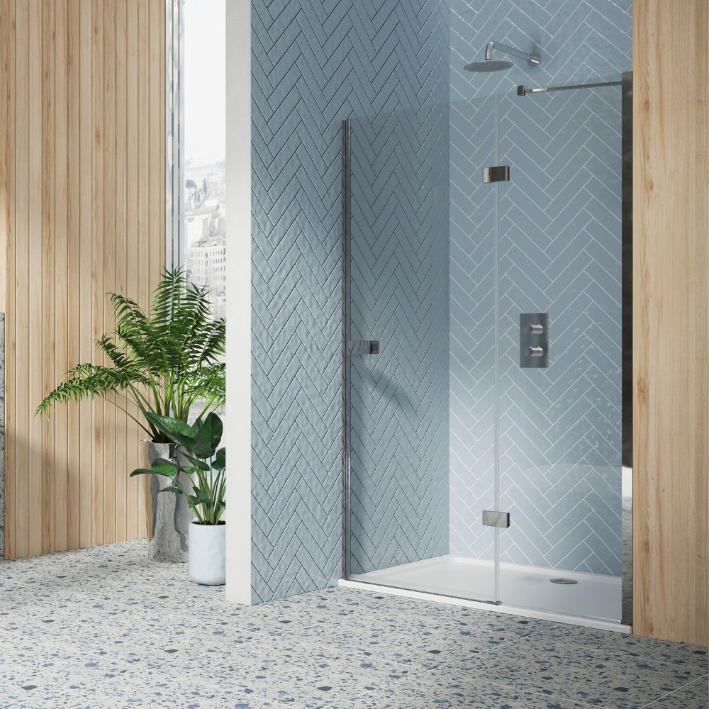 Dawn Athena 800mm Chrome Hinged Shower Door and Inline Recess