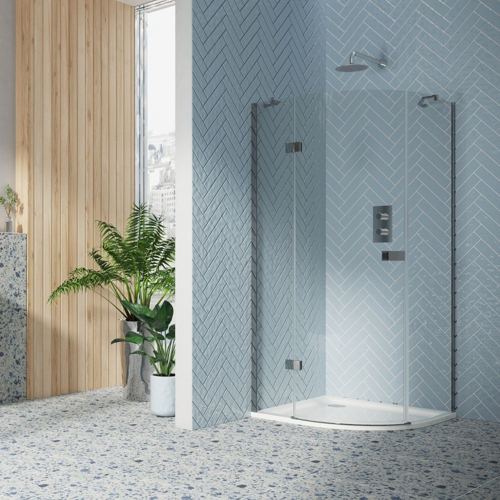 Dawn Athena 1200 x 800mm Chrome Hinged Offset Quadrant Shower Enclosure