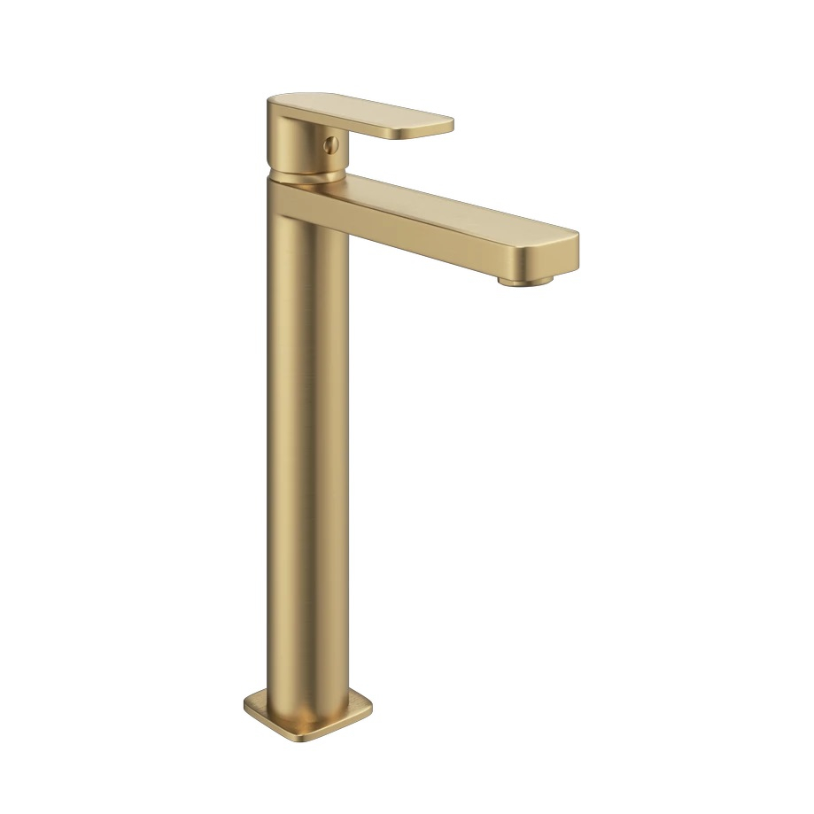 Abacus Edge Tall Mono Basin Mixer - Brushed Brass