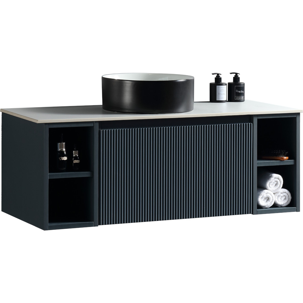 Flauto Midnight Shadow Fluted 1000mm Wall Hung Vanity Unit