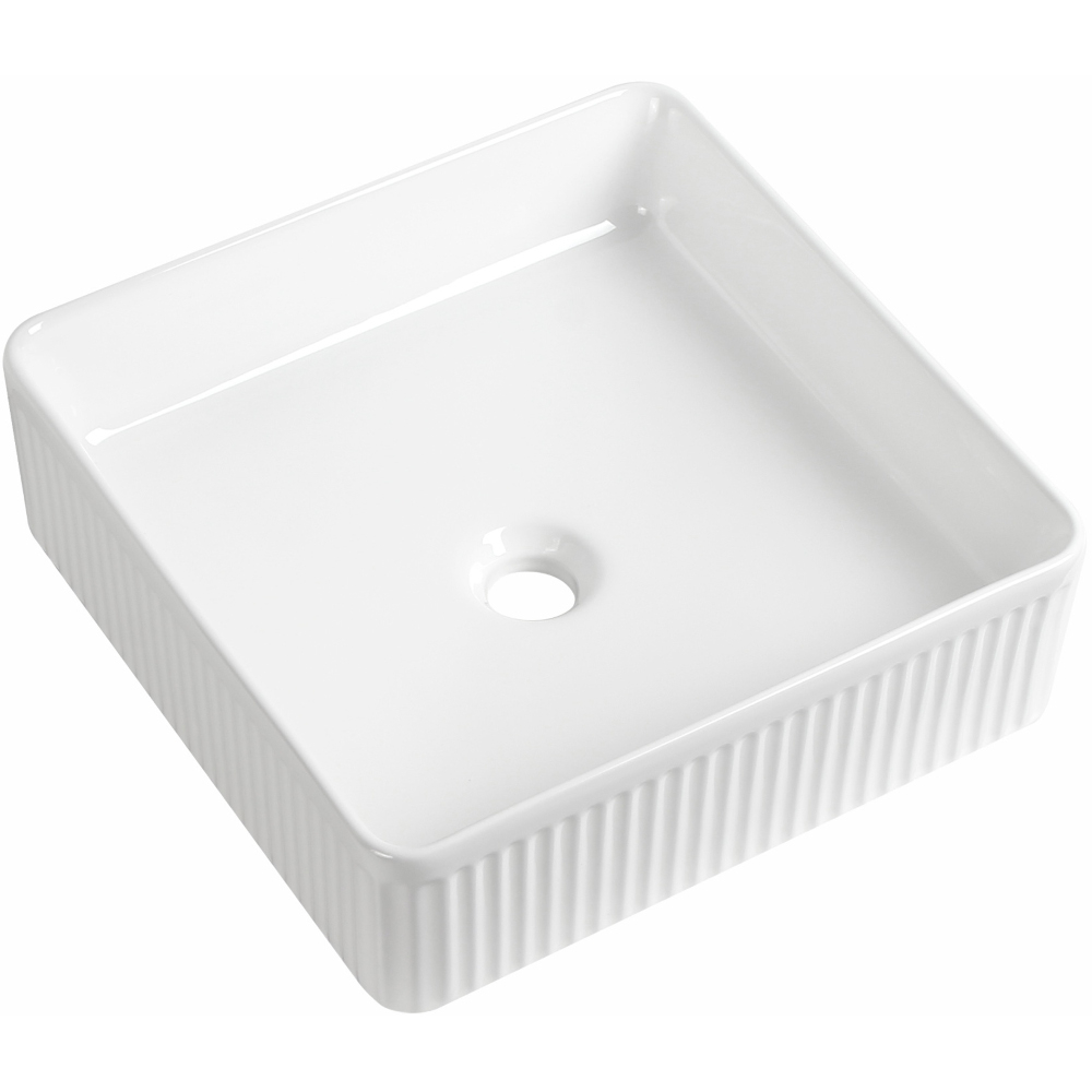 Flauto Fluted Square Ceramic Counter Top Basin