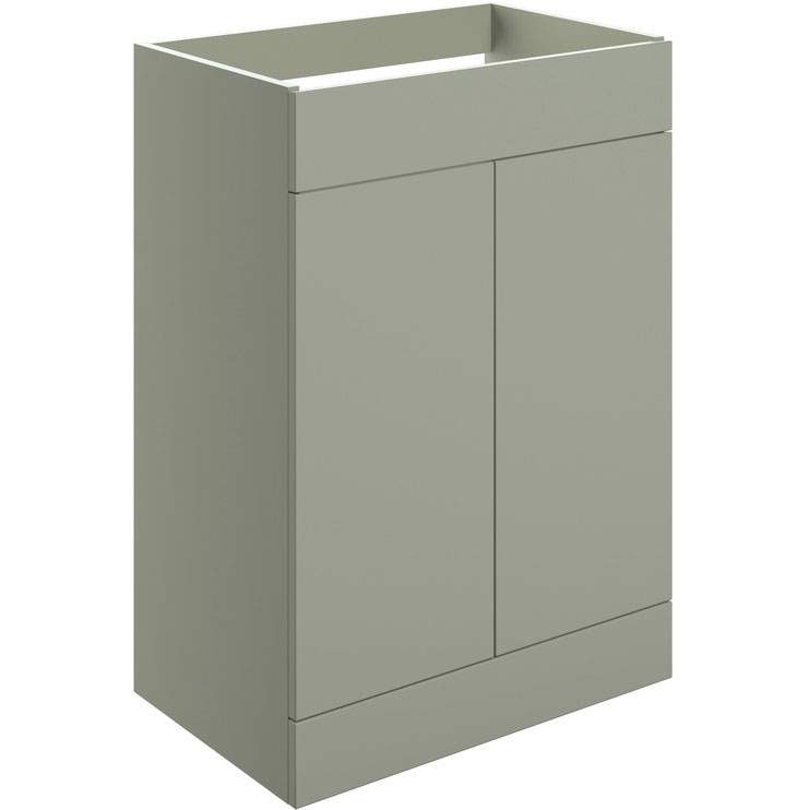 Shetland 590mm Matt Olive Green Floor Standing 2 Door Vanity Unit (No Top) 