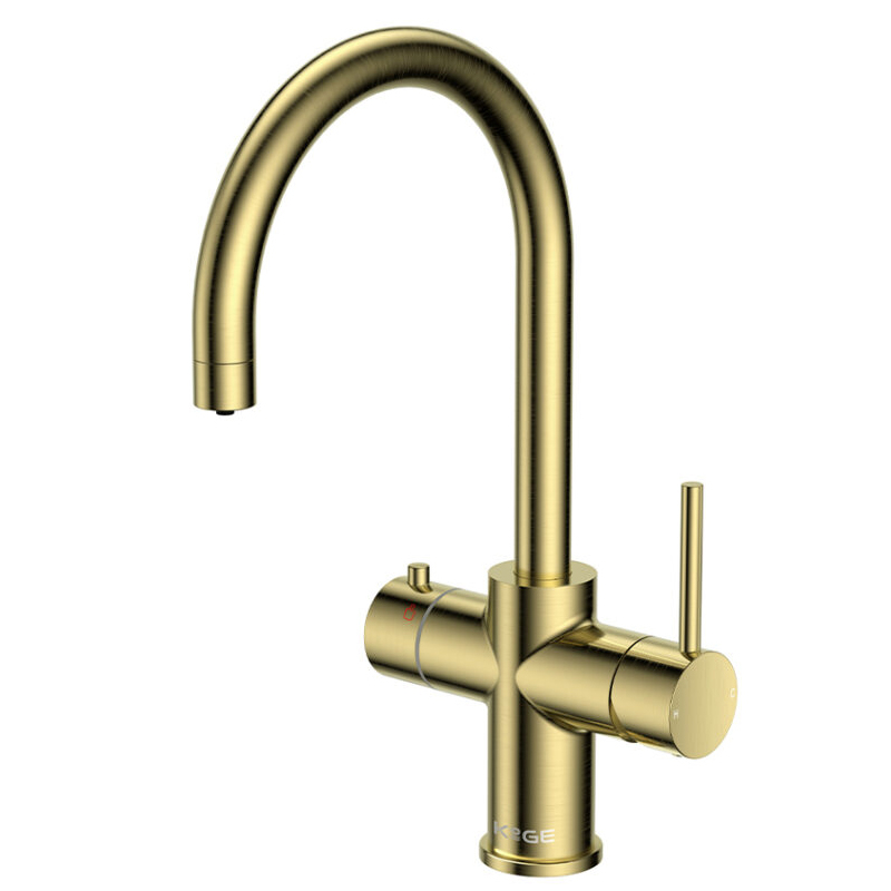 Scudo KoGE 3 in 1 Brushed Brass Swan Spout Boiling Water Tap