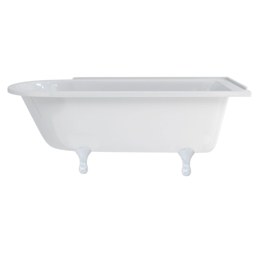 Burlington Hampton 1500 x 750 Right Handed Traditional Freestanding Bath Inc White Classical Feet - Ex-Display