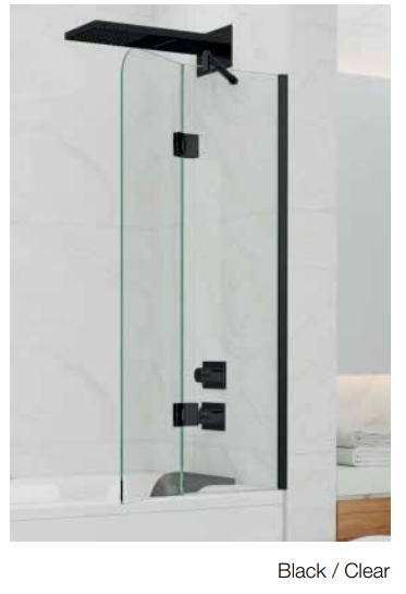 Jaquar Double Folded Tub Mounted Hinged Bath Screen In Black