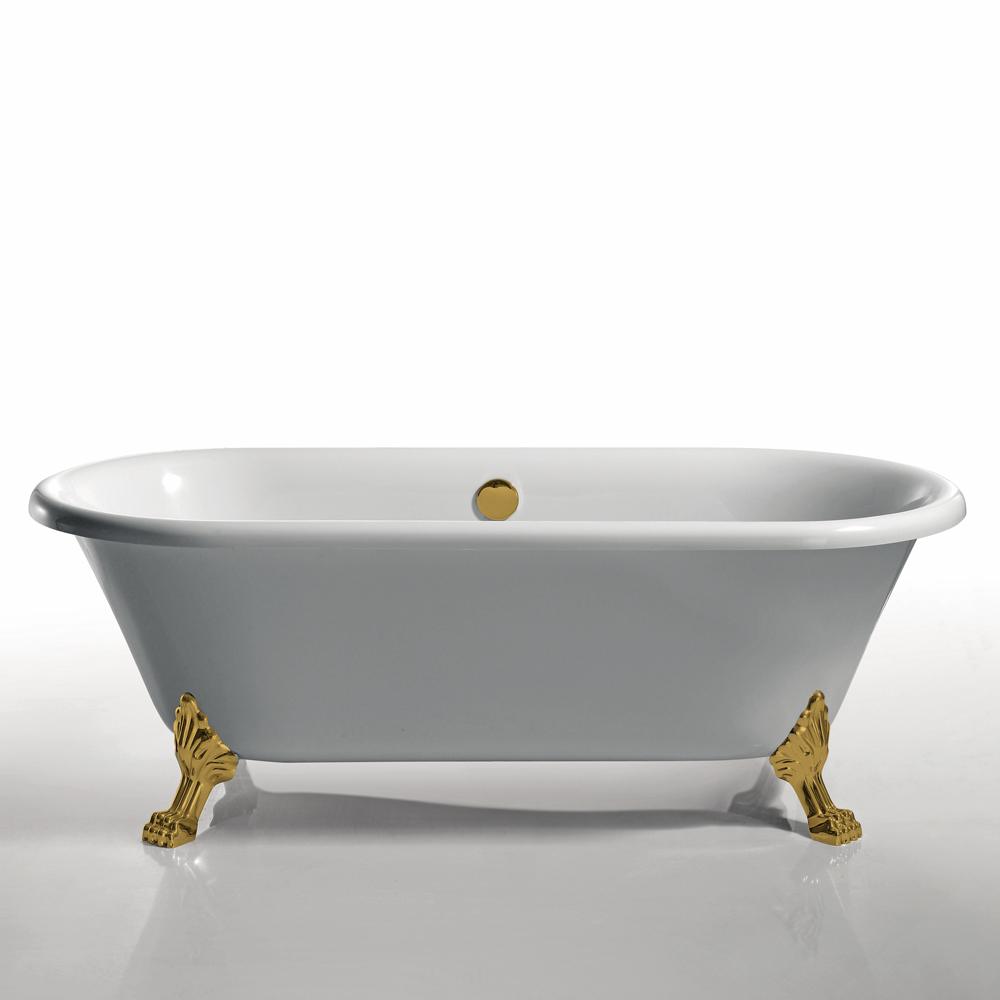 Jaquar Queens 1702mm Traditional Freestanding Bath with Gold Leg Set