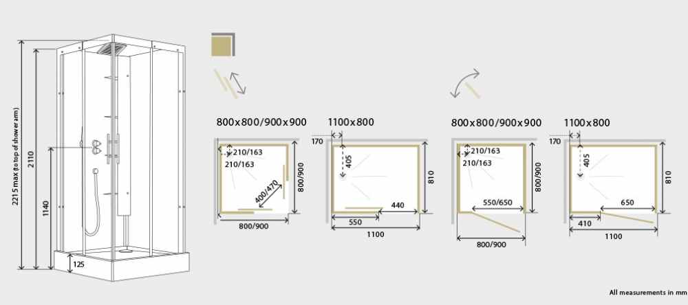 Kinedo Horizon 900mm Recessed Pivot Door Self Contained Shower Pod ...