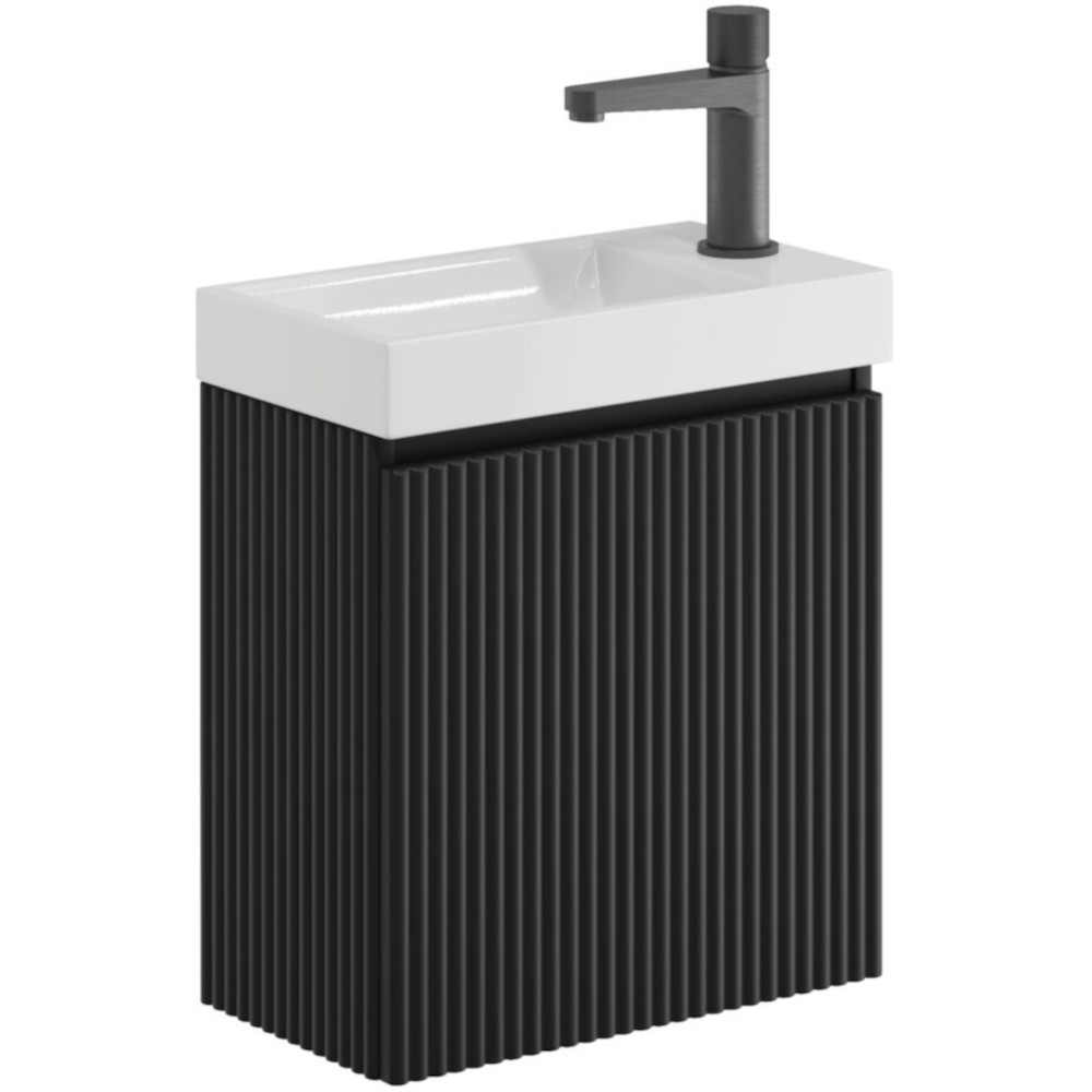 Scudo Linea Cloakroom Fluted Black Basin Vanity Unit