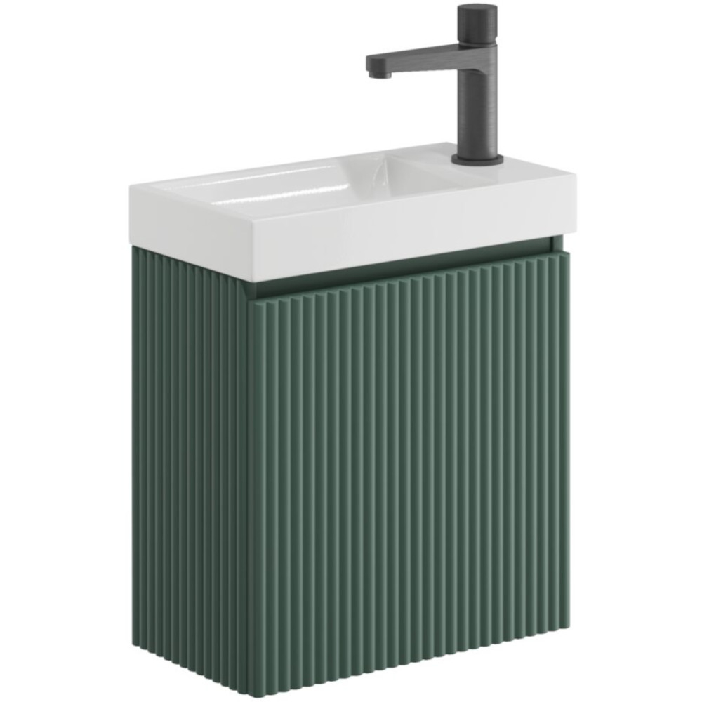 Scudo Linea Cloakroom Fluted Green Basin Vanity Unit