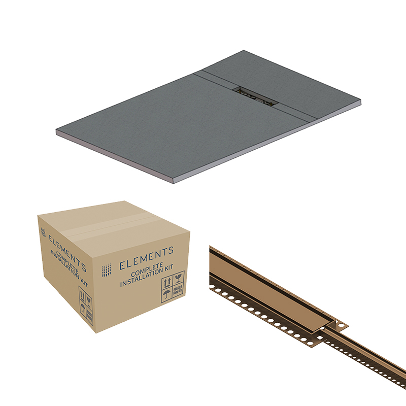 Abacus Elements Linear Uno Wet Room Kit 1200 x 900 x 30mm End Drain - Brushed Bronze