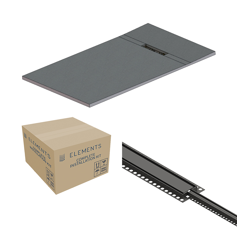 Abacus Elements Linear Uno Wet Room Kit 1400 x 900 x 30mm End Drain - Matt Anthracite