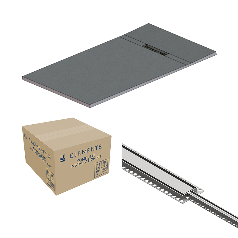 Abacus Elements Linear Uno Wet Room Kit 1400 x 900 x 30mm End Drain - Stainless Steel