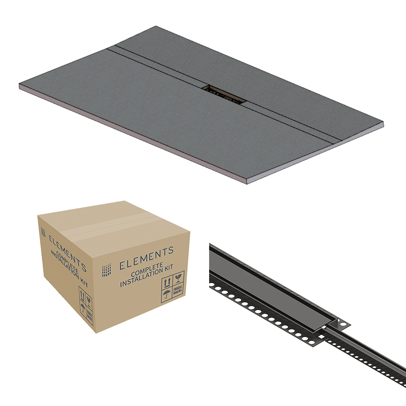 Abacus Elements Linear Uno Wet Room Kit 1800 x 900 x 30mm Offset Drain -Matt Anthracite