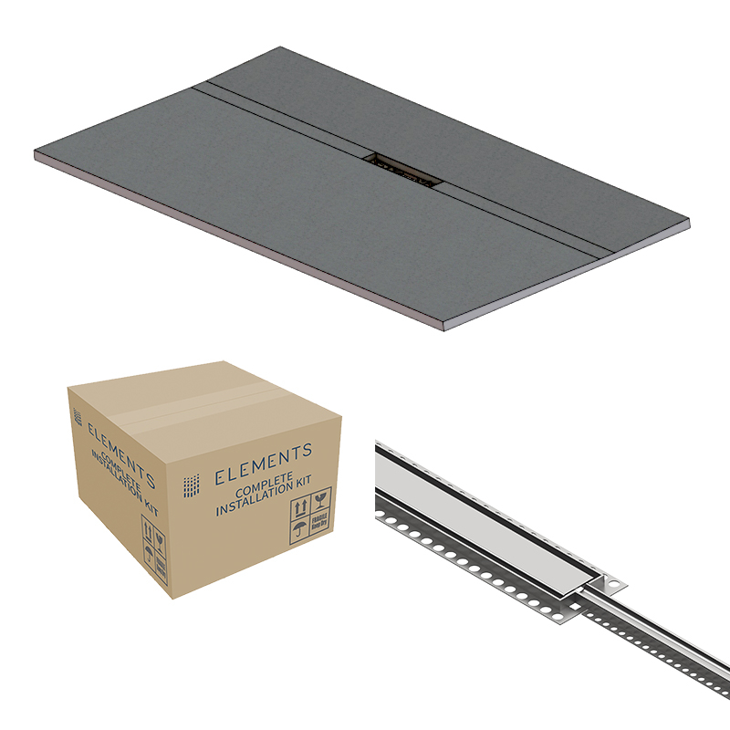 Abacus Elements Linear Uno Wet Room Kit 1800 x 900 x 30mm Offset Drain -Stainless Steel