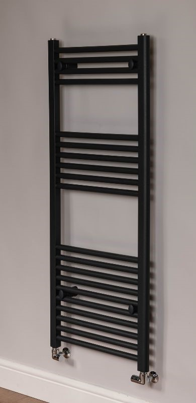 DQ Essential 1200 x 500mm Matt Black Towel Radiator