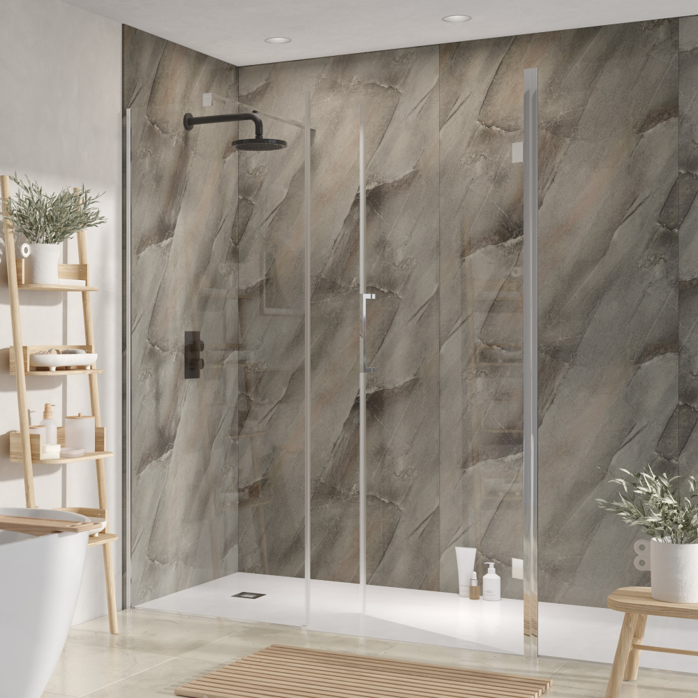 Matt Slate Aquadry PVC Single Wetpanel Shower Board 1000 x 2400mm