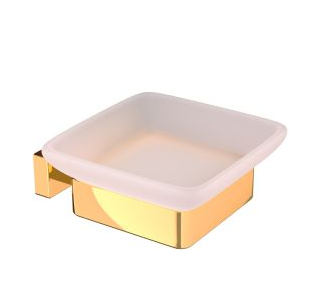 Artize Quadra Bright Gold Soap Dish And Holder  