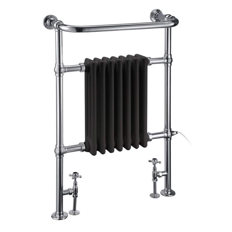 Burlington Trafalgar Chrome/Black Traditional Bathroom Radiator 642 x 235 x 950mm