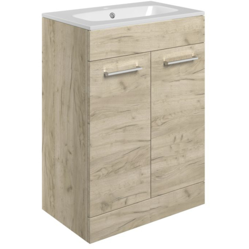 Vouille 610mm Oak Floor Standing 2 Door Vanity Unit