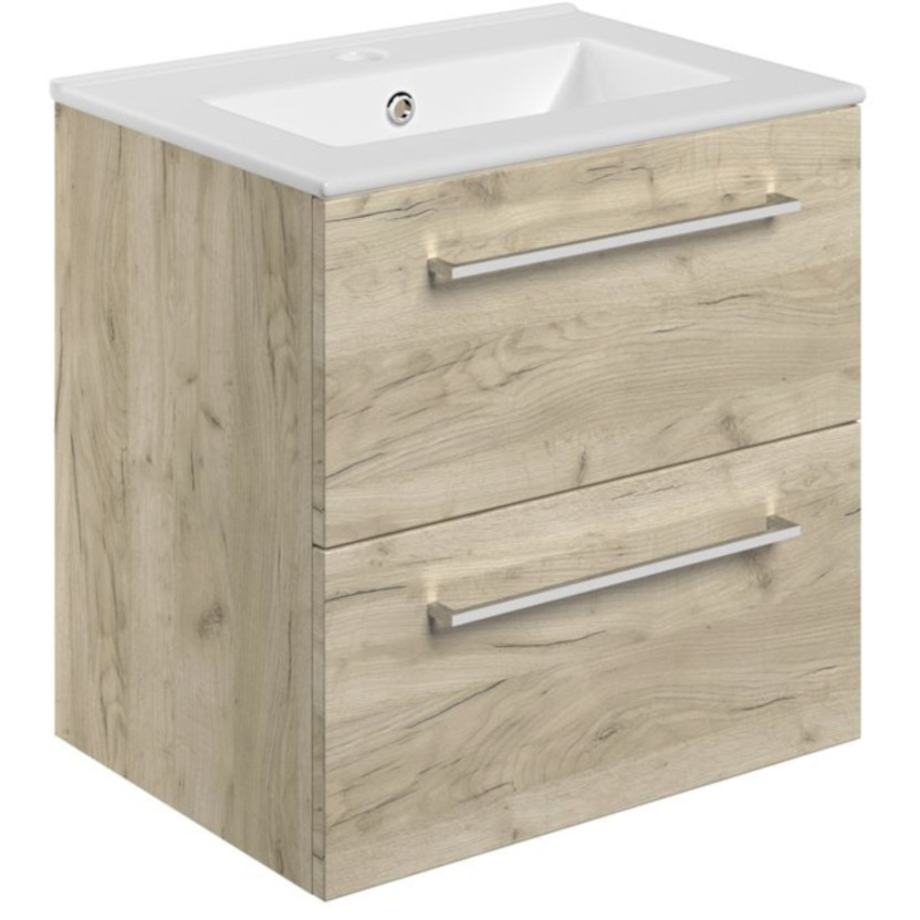 Vouille 510mm Grey Gloss Wall Hung 2 Drawer Vanity Unit