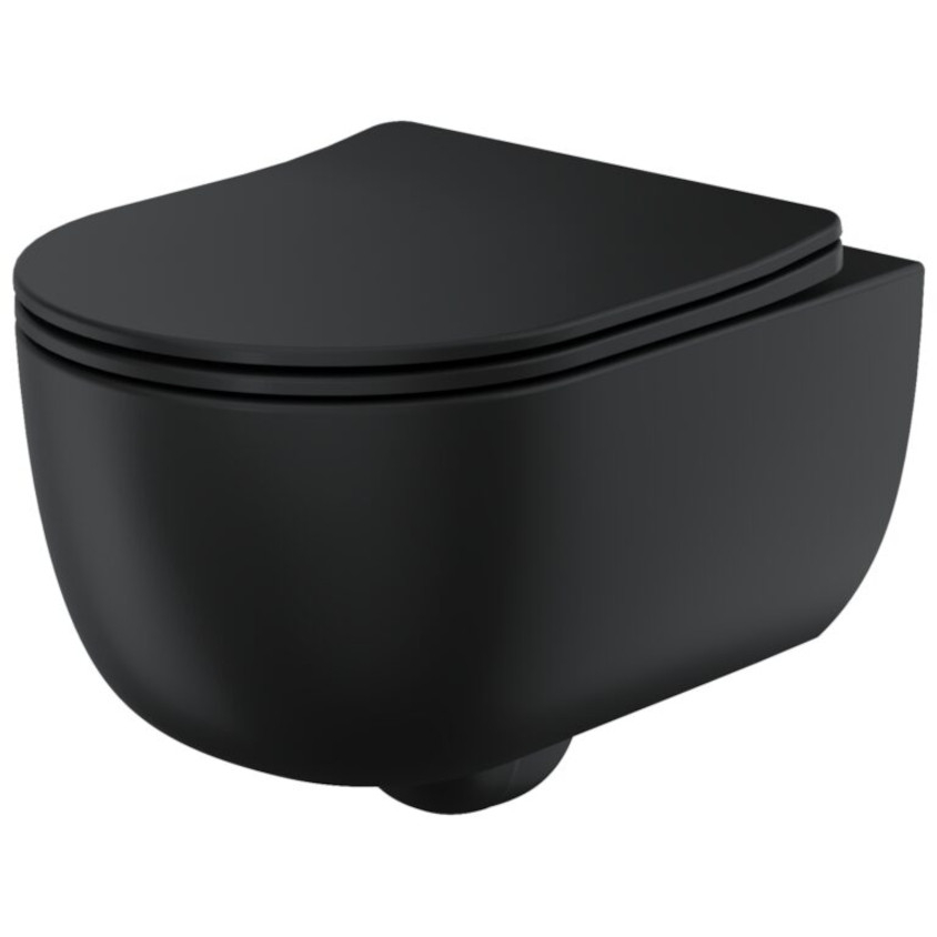 Scudo Riviera Round Black Rimless Wall Hung Pan