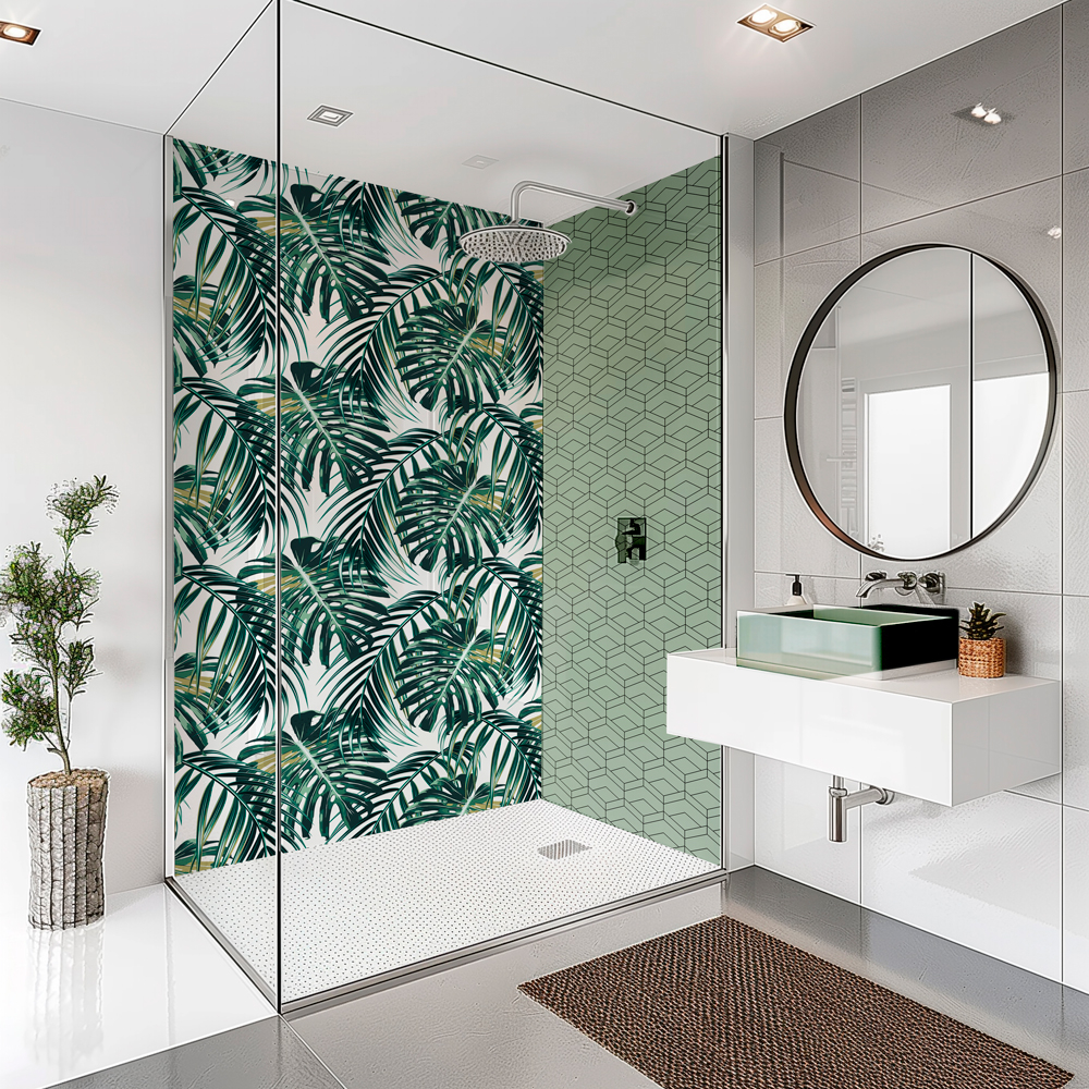 SplashBax Acrylic Shower Panel Monstera Leaves