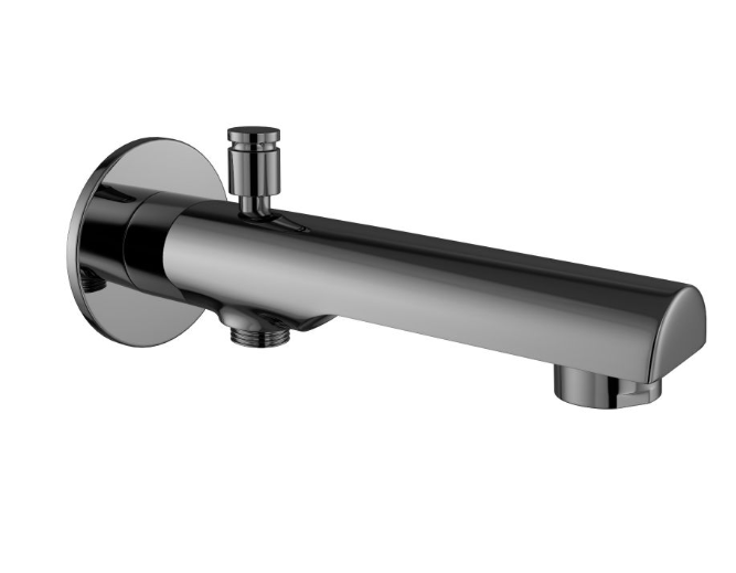 Jaquar Florentine Prime Black Chrome Bath Spout With Button Attachment For Hand Shower With Wall Flange 