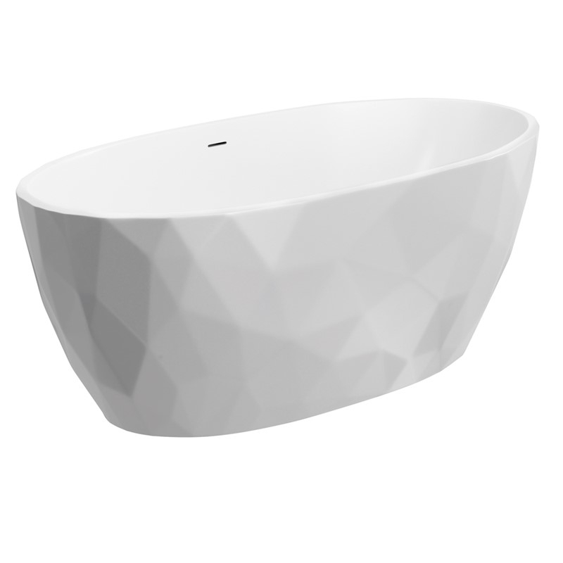 Synergy Cincelado 1700 x 820 Matt White Crystal Freestanding Bath