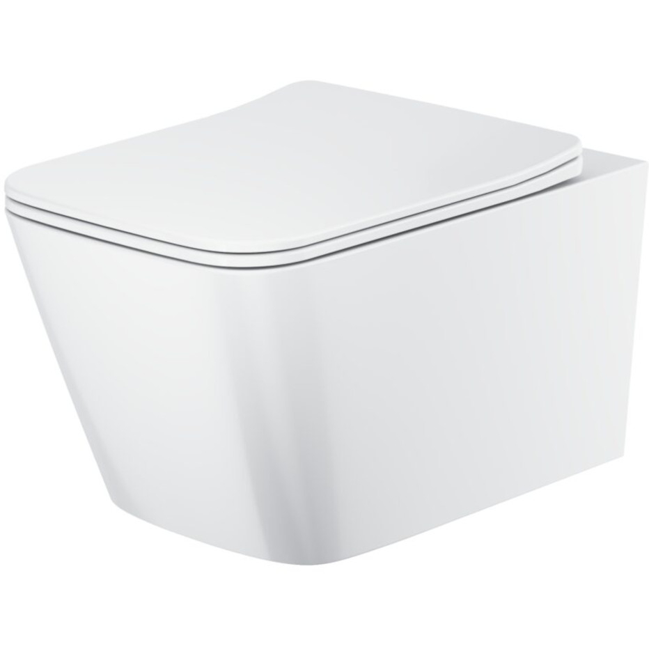 Scudo Riviera Square White Rimless Wall Hung Pan & Seat