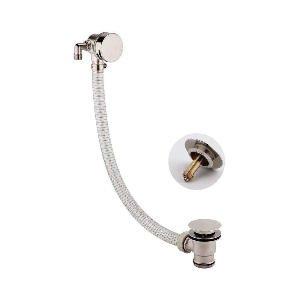 Lancia Brushed Nickel Round Bath Filler & Overflow with Waste