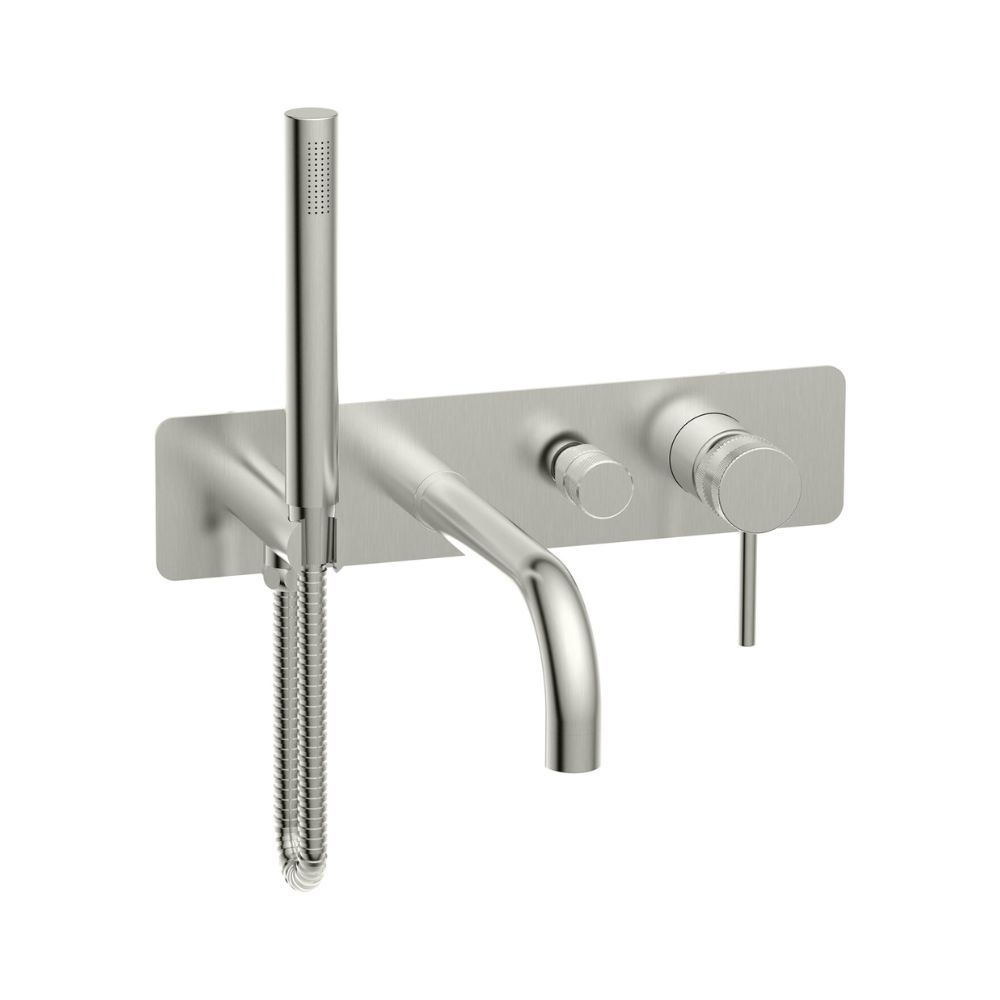 Lancia Core Wall Mounted Bath Shower Mixer and Handset Brushed Nickel