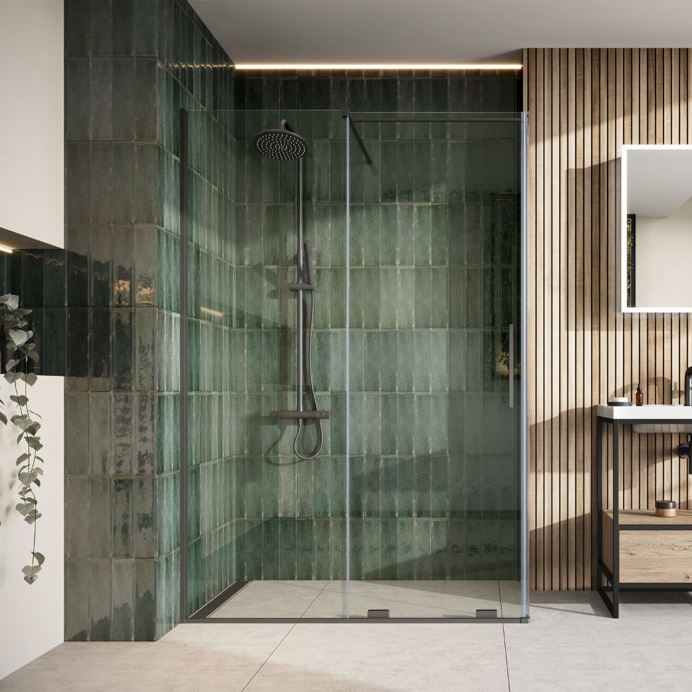 Scudo Momentum 1400mm Sliding Shower Door in Gunmetal