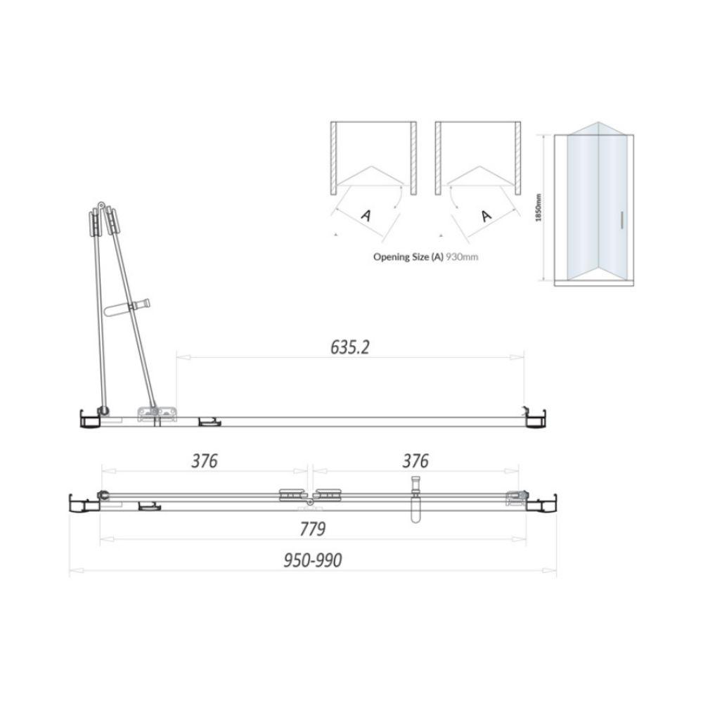 Scudo S6 1000mm Bifold Shower Door S6 Glass030 Scudo Bifold Shower Door