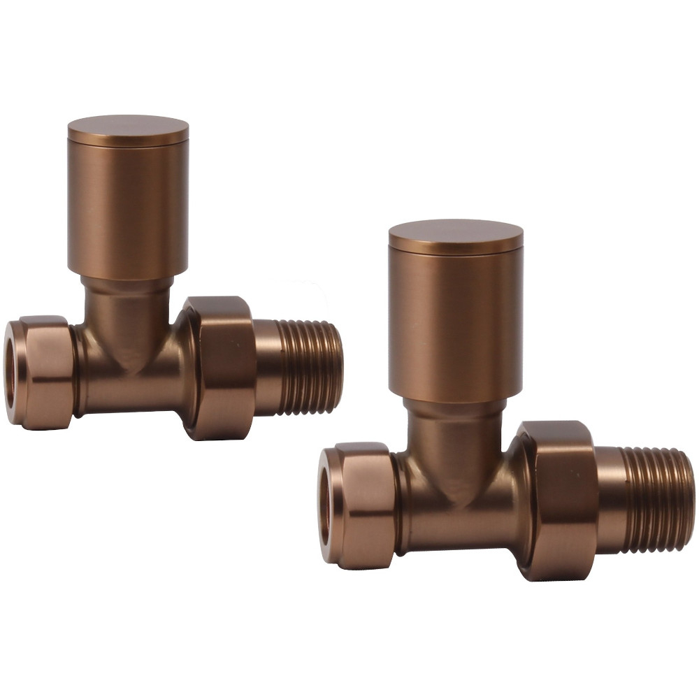 Straight Radiator Valves - Brushed Bronze