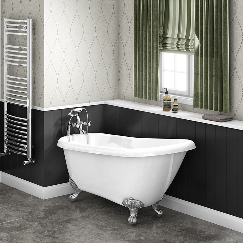 Synergy Brentwood 1685mm Traditional Slipper Bath With Chrome Feet