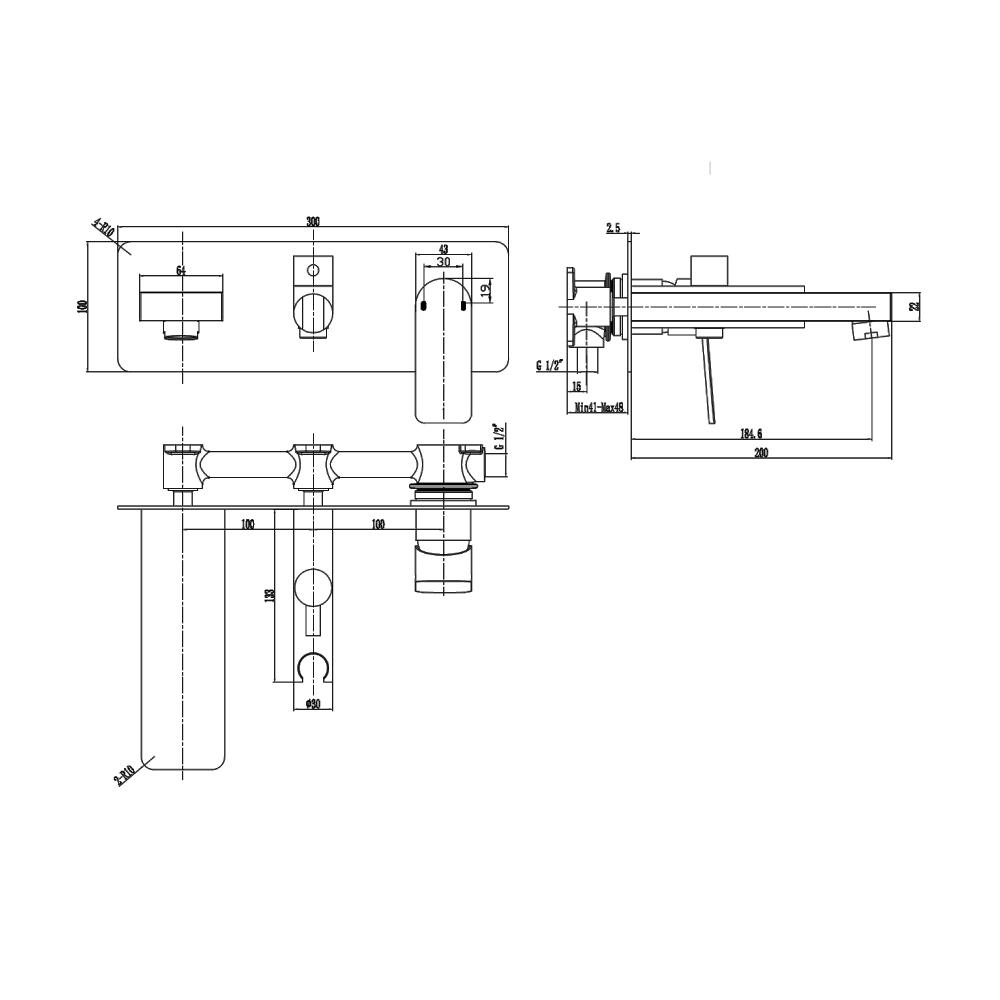 Abacus Edge Wall Mounted Bath Shower Mixer Chrome