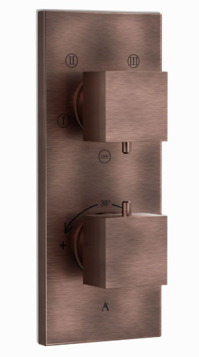 Artize Square Concealed Thermostatic Shower Valve With 4 way Diverter In Antique Copper