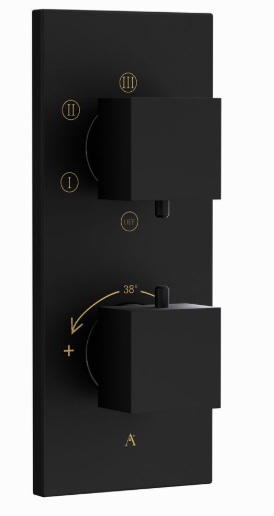 Artize Concealed Thermostatic Shower Valve With 4 way Diverter In Black Matt