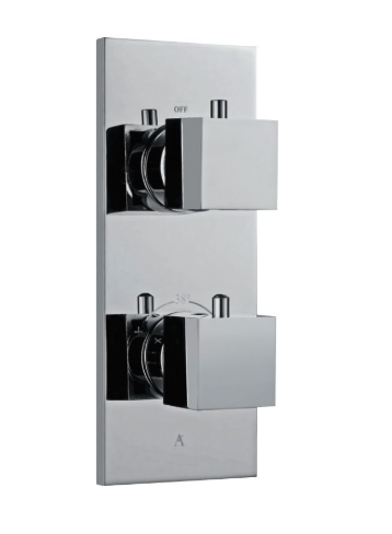 Artize Concealed Chrome Square Concealed 2 Outlet Shower Valve 