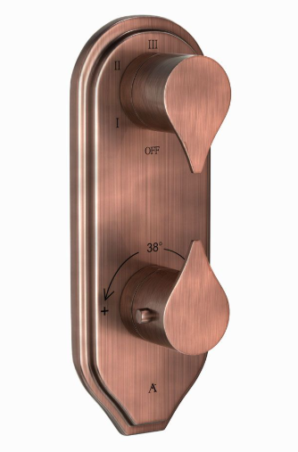 Artize Tiaara Thermostatic Shower Valve With 5-Way Diverter Complete Set With Concealed Part In Antique Copper