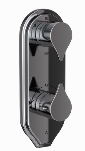 Artize Tiaara Thermostatic Shower Valve With 5-Way Diverter Complete Set With Concealed Part In Black Chrome