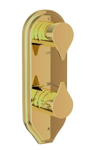 Artize Tiaara 3 Outlet Thermostatic Shower Valve With Concealed Valve In Bright Gold PVD 