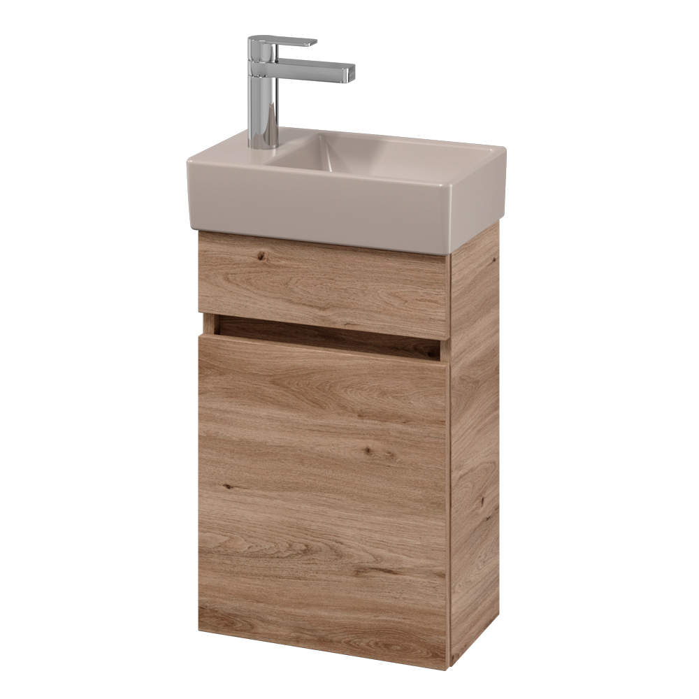 Villeroy & Boch Arto 360 Cloakroom Vanity Unit With Almond LH Basin - Oak Kansas