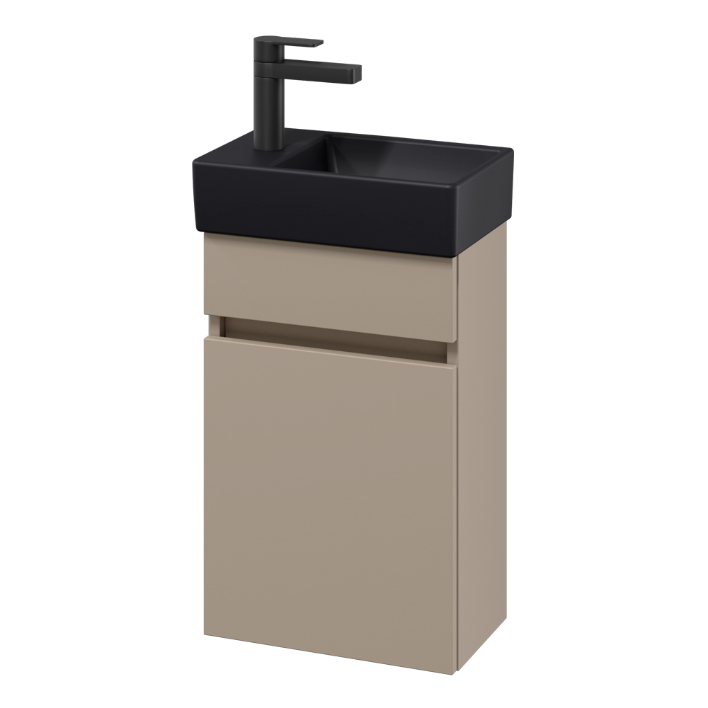 Villeroy & Boch Arto 360 Cloakroom Vanity Unit With Black LH Basin - Sand Grey Matt