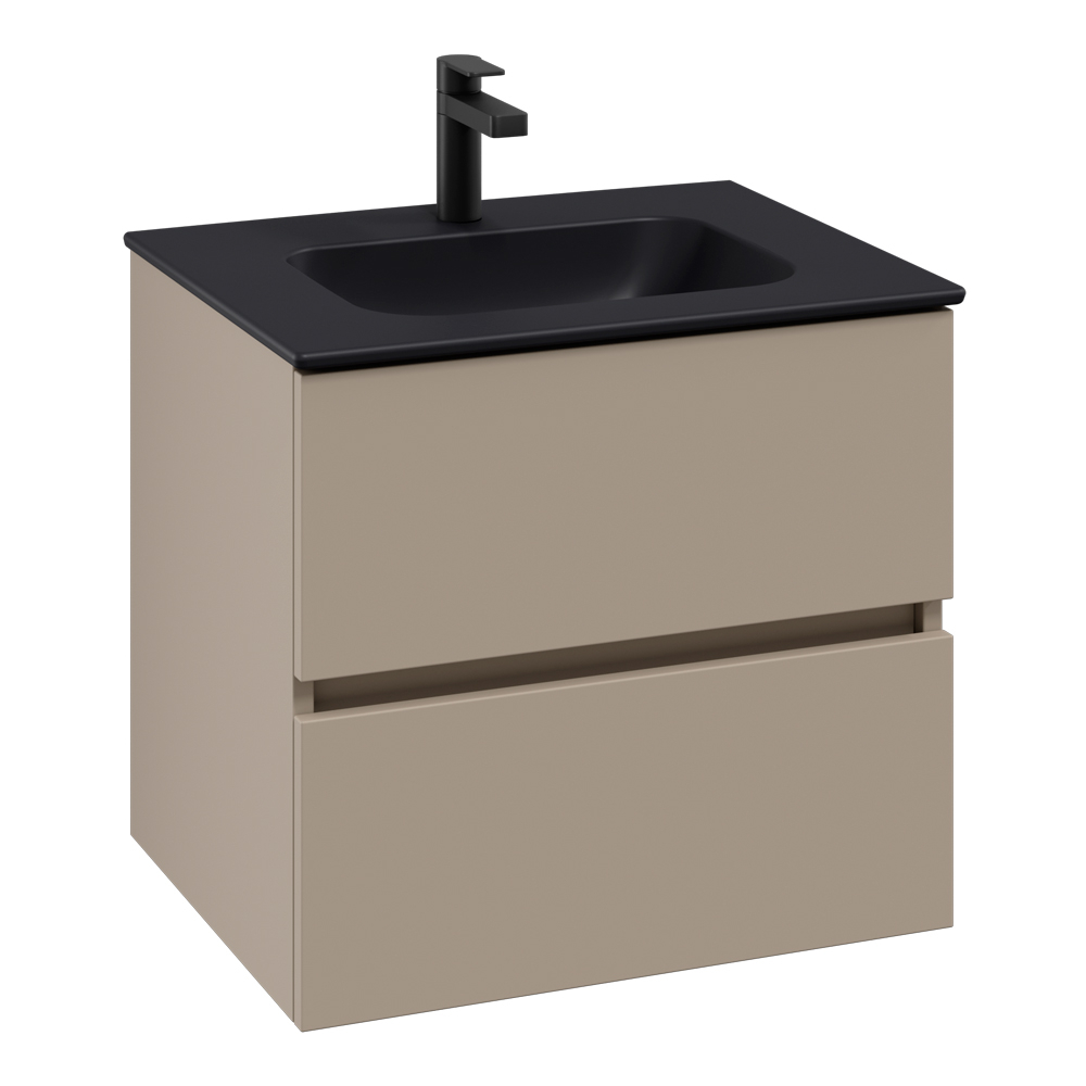 Villeroy & Boch Arto 600 Bathroom Vanity Unit With Black Basin - Sand Grey Matt